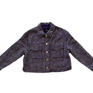 Women's House of Harlow 1960 Purple Blazer Chic Style Tweed Workwear Size M